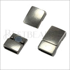 10mm flat RECTANGLE magnetic clasp ANT SILVER - 10 clasps