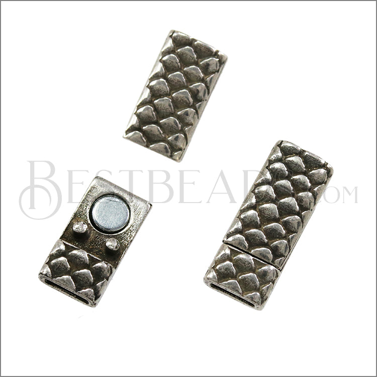 5mm flat SCALES magnetic clasp ANT SILVER - 10 pcs