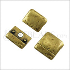 20mm flat TEXTURED magnetic clasp ANT BRASS - 5 pcs