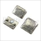 20mm flat TEXTURED magnetic clasp ANT SILVER - 5 pcs