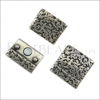 20mm flat DAMASK magnetic clasp ANT SILVER - 5 pcs