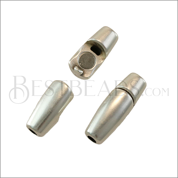 2mm round ROUNDED magnetic clasp ANT SILVER - 10 clasps