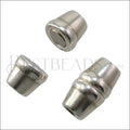 4mm round BANDED ELLIPSE magnetic clasp ANT SILVER - 5 pcs