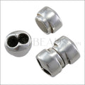5mm round DOUBLE magnetic clasp ANT SILVER - 5 clasps