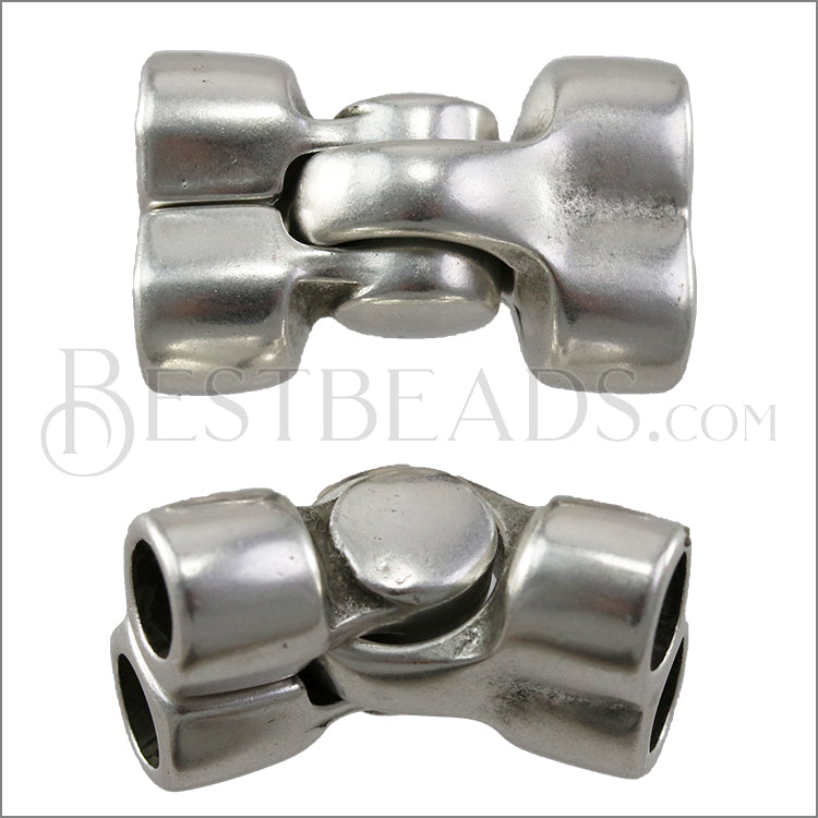 5mm round DOUBLE HINGE magnetic clasp ANT SILVER - 10 clasps