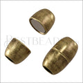 5mm round SMOOTH BARREL magnetic clasp ANT BRASS - 5 clasps