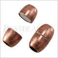 5mm round SMOOTH BARREL magnetic clasp ANT COPPER - 5 clasps