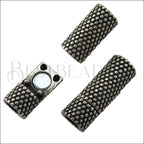 5mm round SMALL DOTS TUBE magnetic clasp ANT SILVER - 5 clasps
