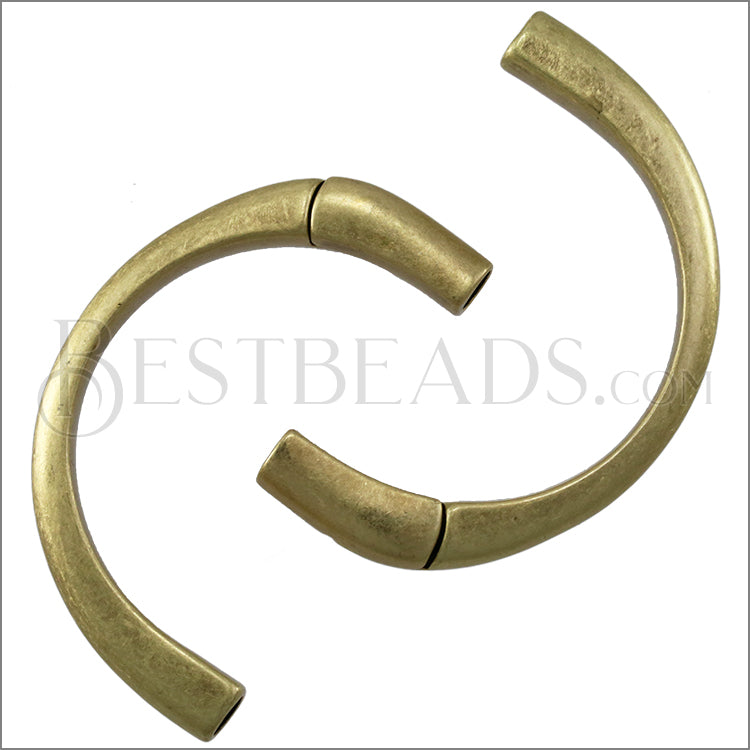 5mm round HALF - CIRCLE magnetic clasp ANT BRASS - 5 clasps