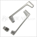 5mm round FLAT BAR magnetic cuff ANT SILVER - 5 pcs