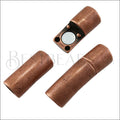5mm round CURVED TUBE magnetic clasp ANT COPPER - 10 clasps