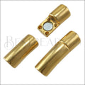 5mm round CURVED TUBE magnetic clasp GOLD - 5 clasps