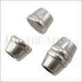 6mm round BANDED ELLIPSE magnetic clasp ANT SILVER - 5 pcs
