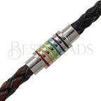 6mm round RAINBOW magnetic clasp SILVER - 5 pcs