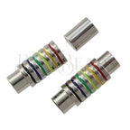 6mm round RAINBOW magnetic clasp SILVER - 5 pcs