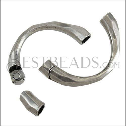 8mm round POLYGON HALF-CUFF magnetic clasp ANT SILVER - 5 clasps