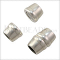 10mm round BANDED ELLIPSE magnetic clasp ANT SILVER - 5 pcs