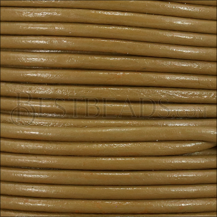2mm round Indian leather - khaki - 25m SPOOL