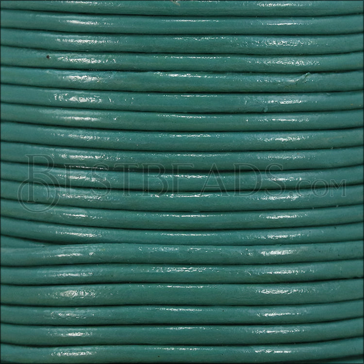 2mm round Indian leather - lt turquoise - 25m SPOOL