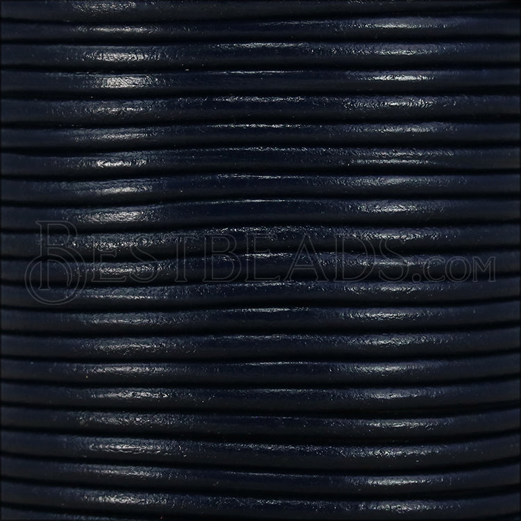 2mm round Indian leather - navy - 25m SPOOL