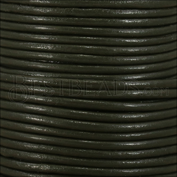 1mm round Indian leather - olive - 25m SPOOL