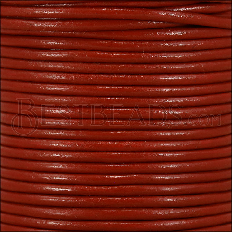 2mm round Indian leather - burnt orange - 25m SPOOL