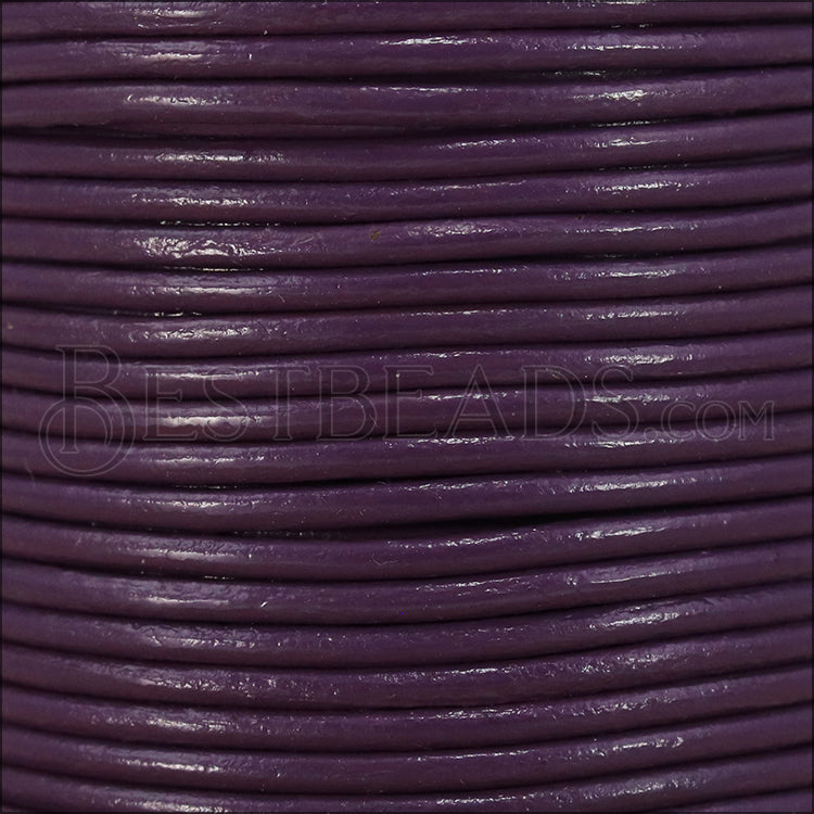 2mm round Indian leather - violet - 25m SPOOL