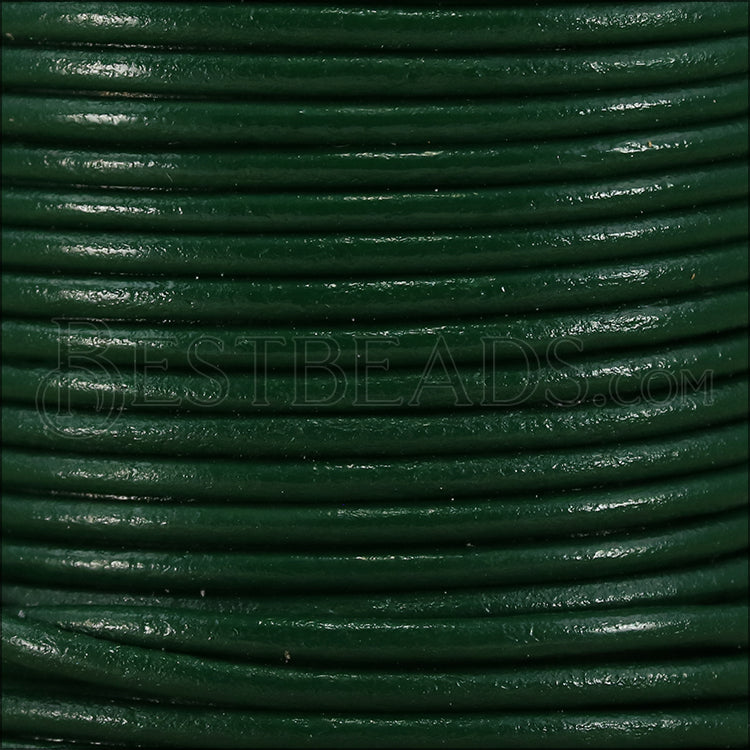 1mm round Indian leather - kelly green - 25m SPOOL