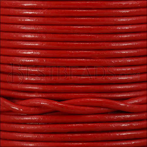 1.5mm round Indian leather - crimson - 25m SPOOL