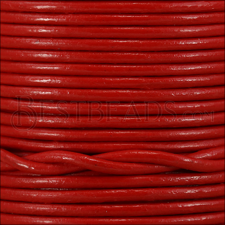 2mm round Indian leather - crimson - 25m SPOOL