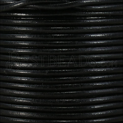 0.5mm round Indian leather - black - 25m SPOOL