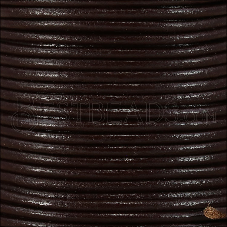 2mm round Indian leather - brown - 25m SPOOL