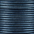 1.5mm round Indian leather - blue METALLIC - 25m SPOOL