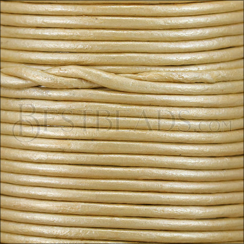 1.5mm round Indian leather - cream METALLIC - 25m SPOOL