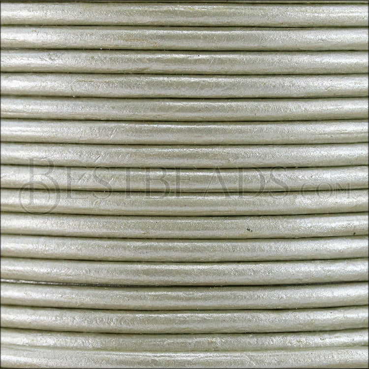 1.5mm round Indian leather - cement METALLIC - 25m SPOOL