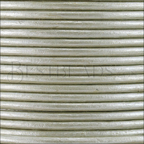 1.5mm round Indian leather - cement METALLIC - 25m SPOOL