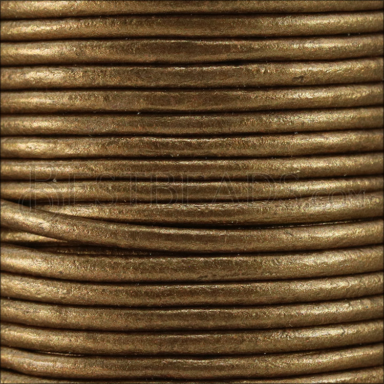 1mm round Indian leather - golden brown METALLIC - 25m SPOOL