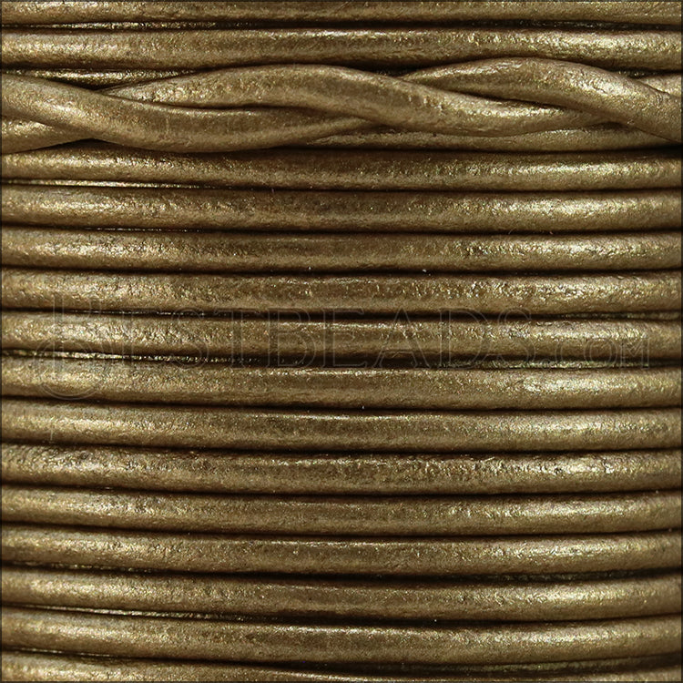 1.5mm round Indian leather - brown METALLIC - 25m SPOOL