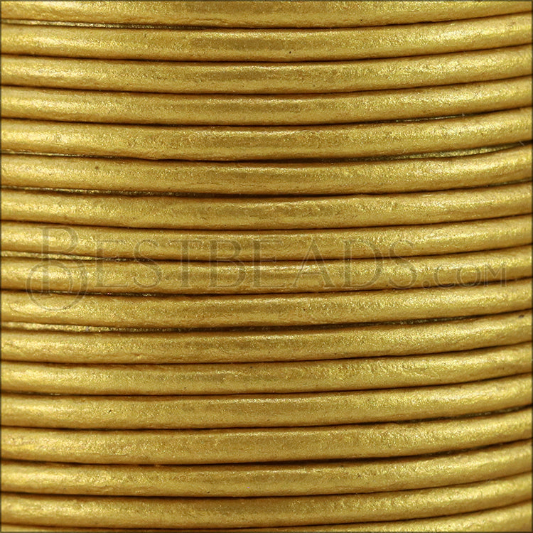 1.5mm round Indian leather - gold METALLIC - 25m SPOOL