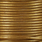 2mm round Indian leather - lt old gold METALLIC - 25m SPOOL