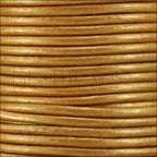 1mm round Indian leather - old gold METALLIC - 25m SPOOL
