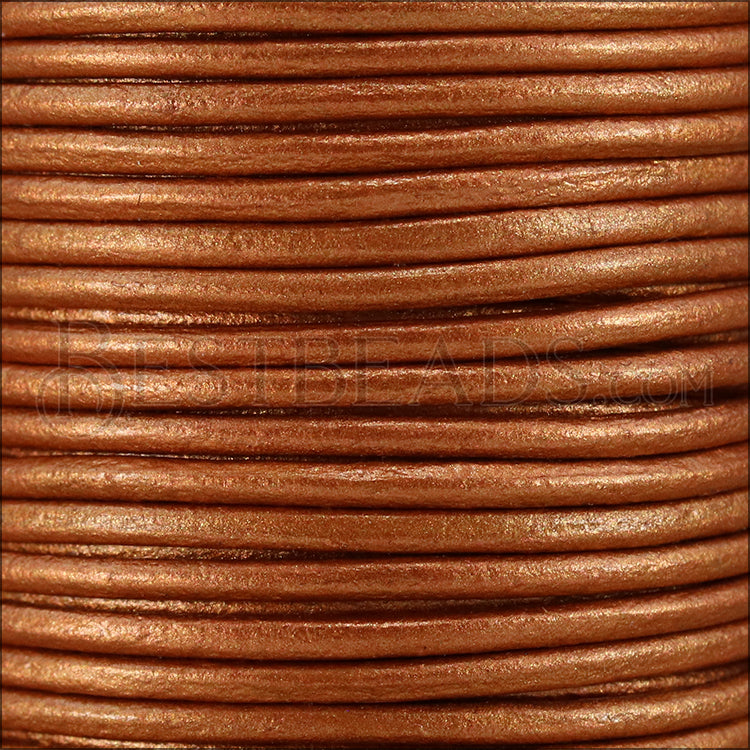 1mm round Indian leather - burnt gold METALLIC - 25m SPOOL