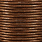 2mm round Indian leather - dark COPPER METALLIC - 25m SPOOL