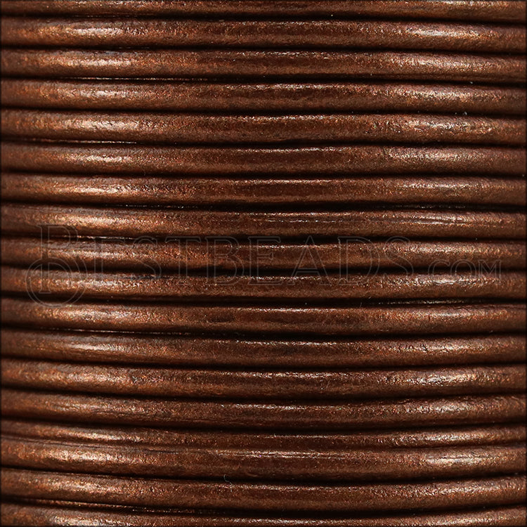 1.5mm round Indian leather - COPPER METALLIC - 25m SPOOL