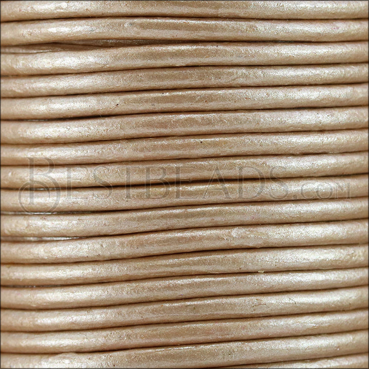 1.5mm round Indian leather - salmon musk METALLIC - 25m SPOOL