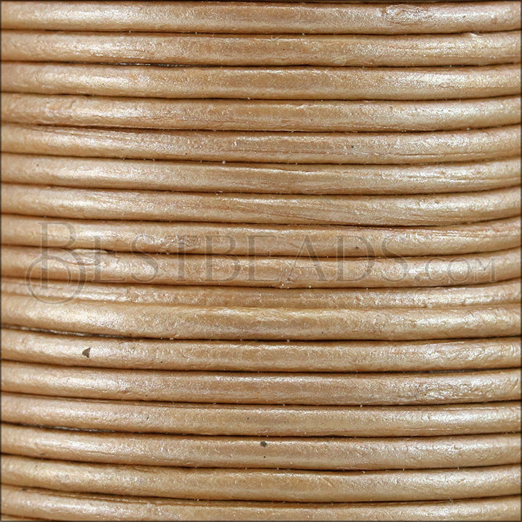 2mm round Indian leather - musk METALLIC - 25m SPOOL