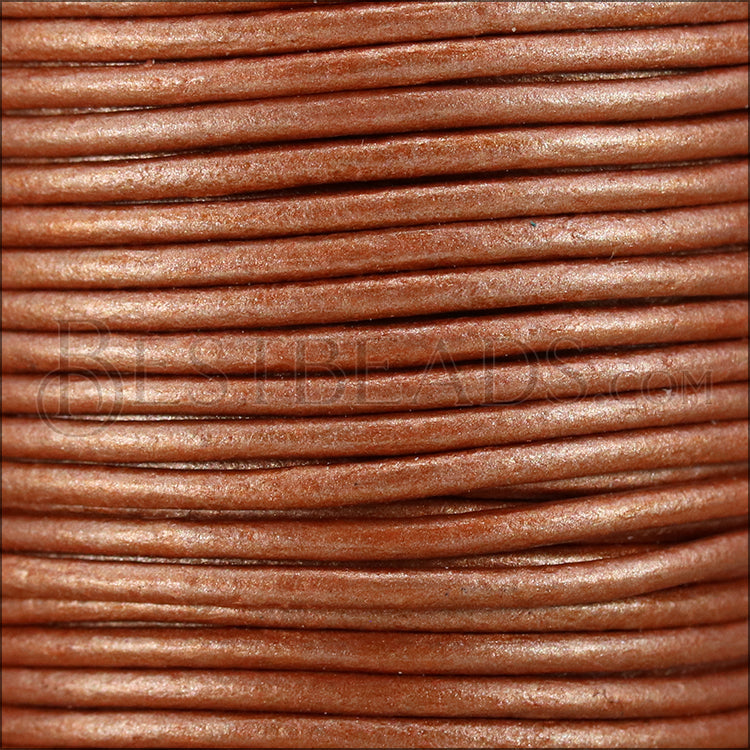 2mm round Indian leather - light rust METALLIC - 25m SPOOL