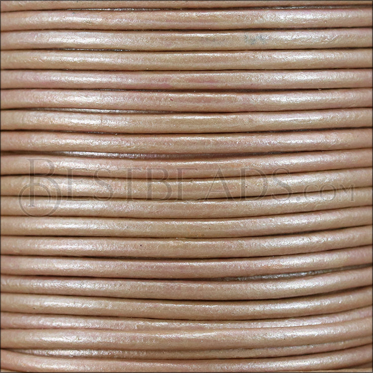 1mm round Indian leather - dusty pink METALLIC - 25m SPOOL