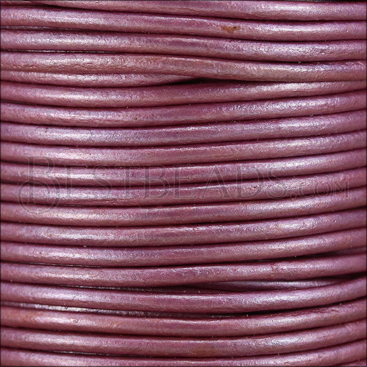 2mm round Indian leather - purple METALLIC - 25m SPOOL