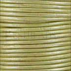 2mm round Indian leather - lt fern green METALLIC - 25m SPOOL